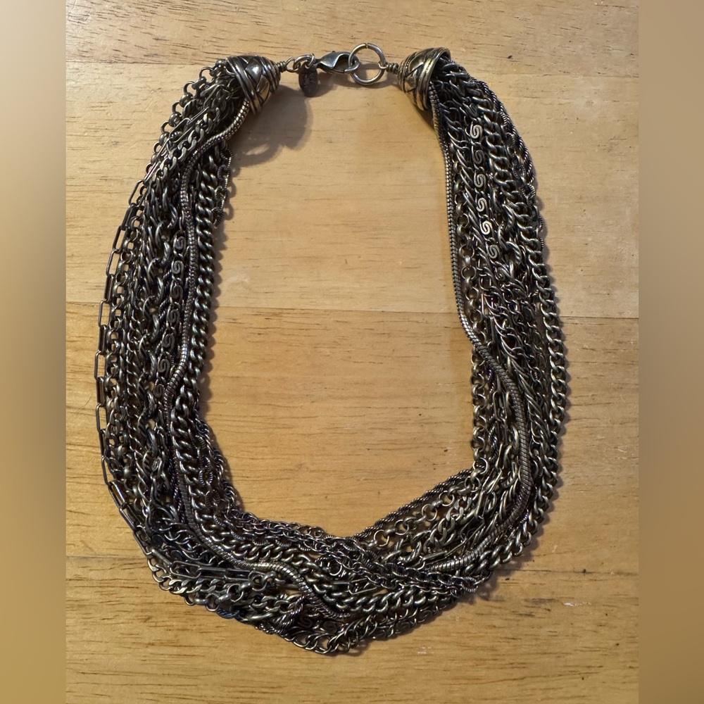 Kian Family Multi Chain Antique Gold Tone Necklace
